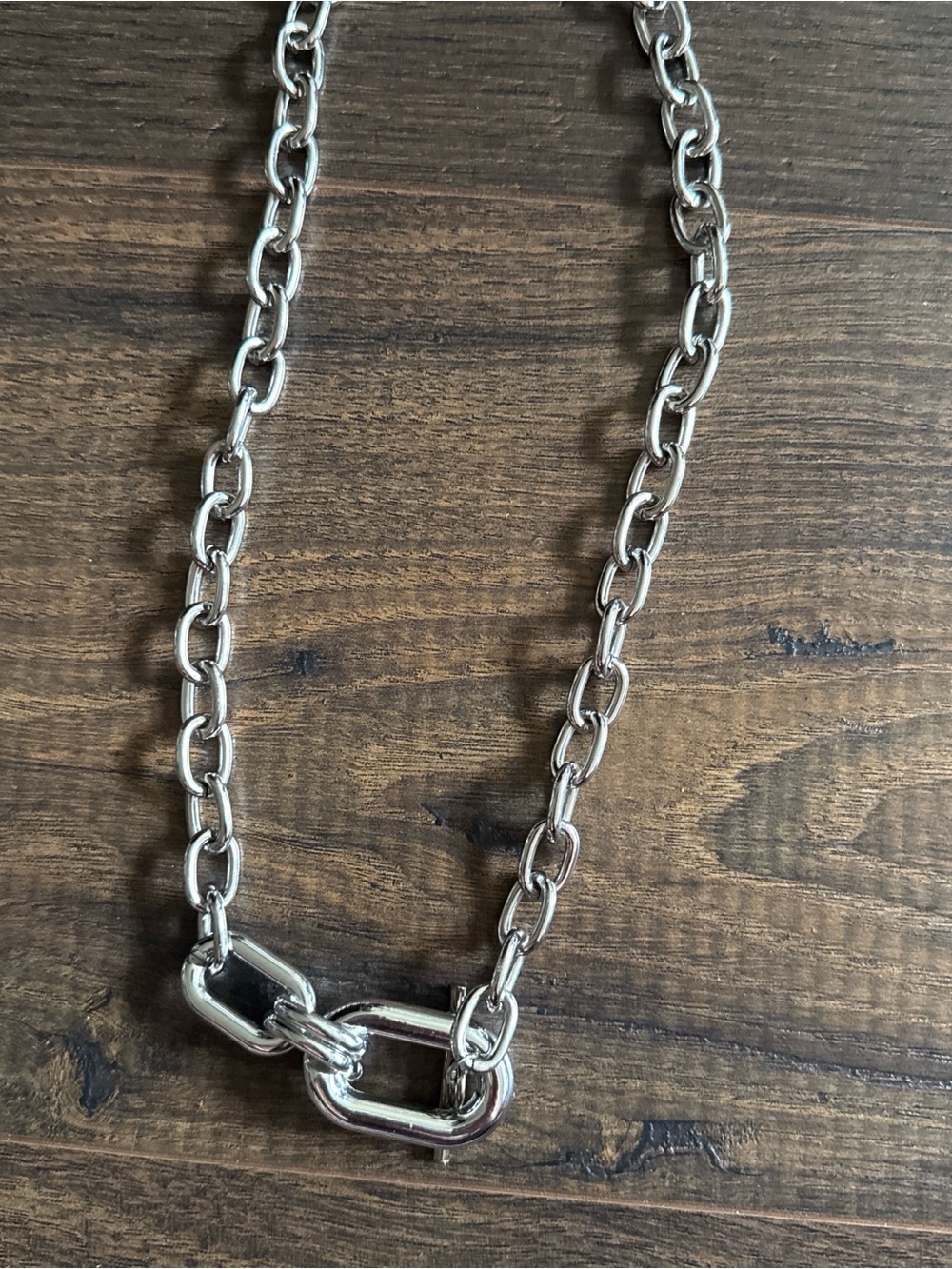 Chunky Silver-tone Lightweight Chain Link Necklace - Women Accessories